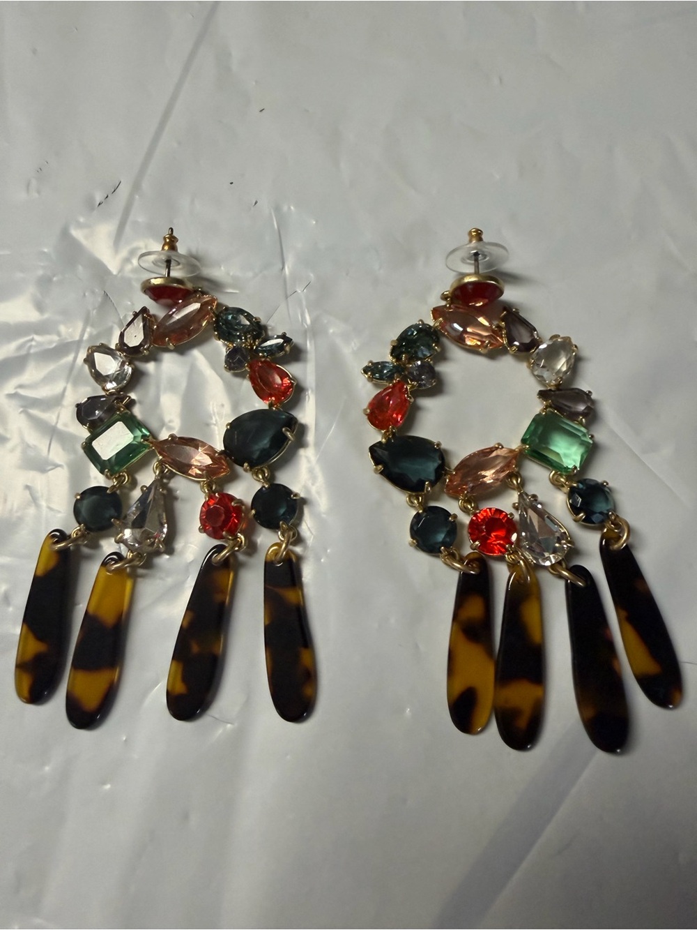 J. Crew Multicolor Crystal Earrings with Tortoiseshell Drops